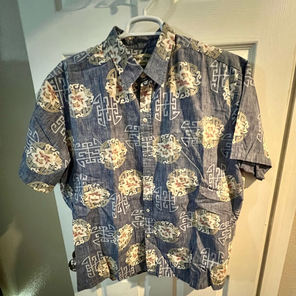 Blue Patterned Men's Aloha Shirt